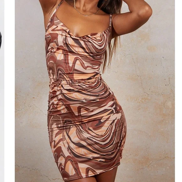 brown marble dress Marble Print Mini Dress main image 0